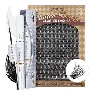 LASHVIEW Fluffer Frenzy Mega Volume DIY Cluster Lashes with Bond and Seal (56D)