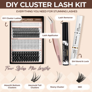 Lashview 4 in 1 DIY Clsuter Lash Extension Kit (56D）