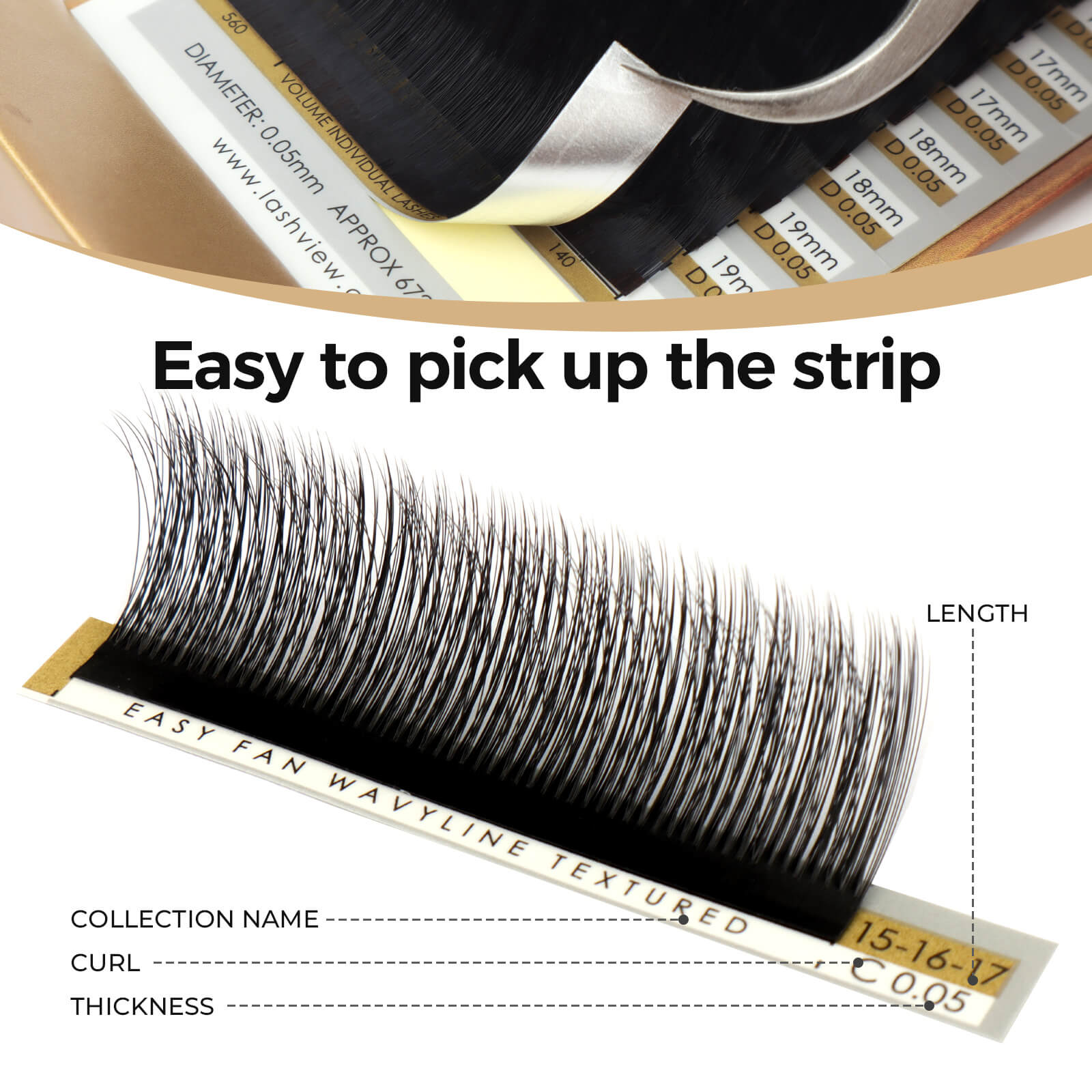 Easy Fan Wavyline Textured Eyelash Extensions 0.05mm