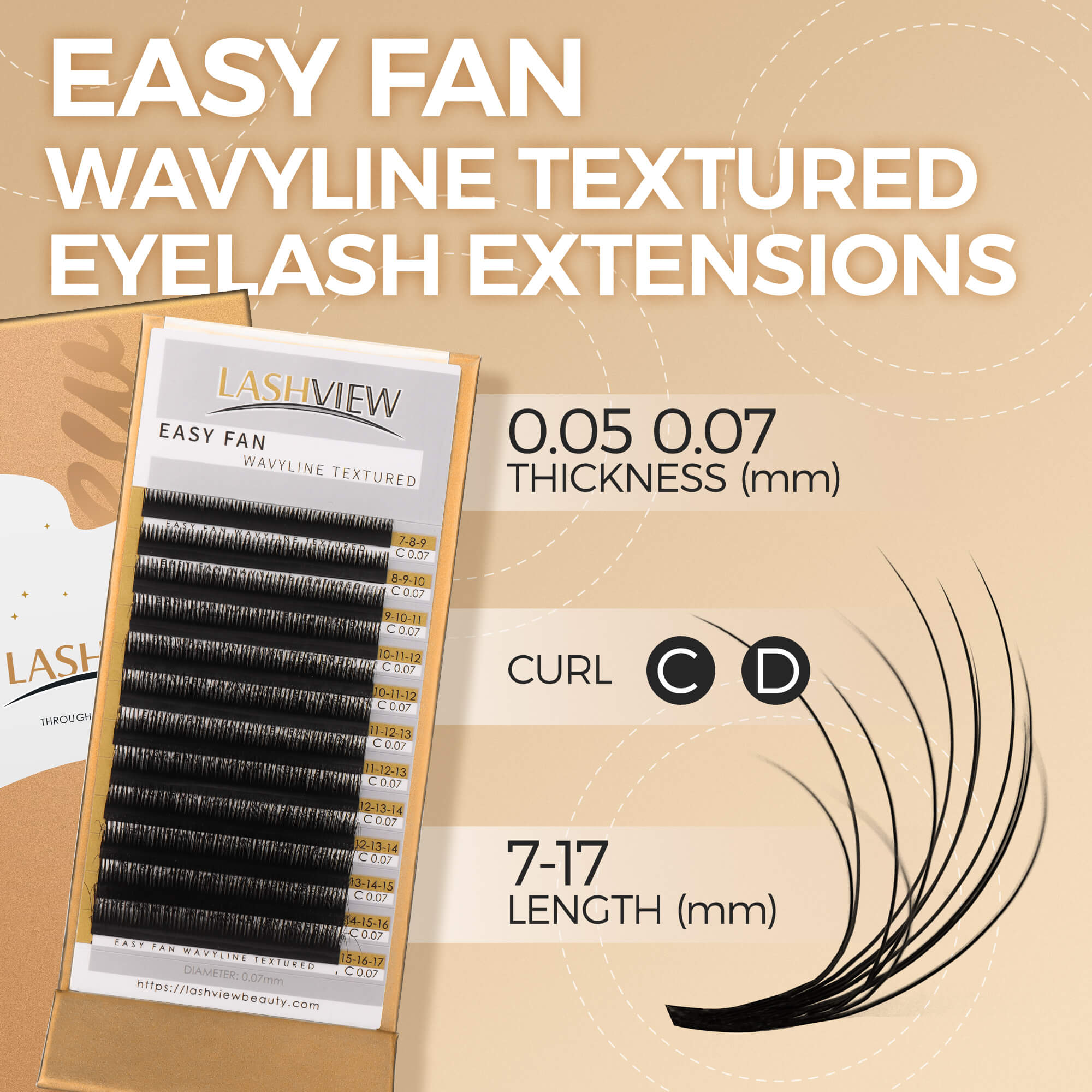 Easy Fan Wavyline Textured Eyelash Extensions 0.05mm