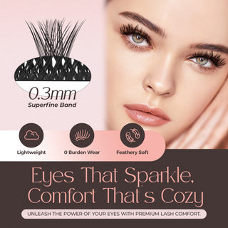 LASHVIEW 168pcs D Curl Reusable Individual Lashes DIY Cluster Eyelash Extensions Super Soft Thin Band to Use at Home