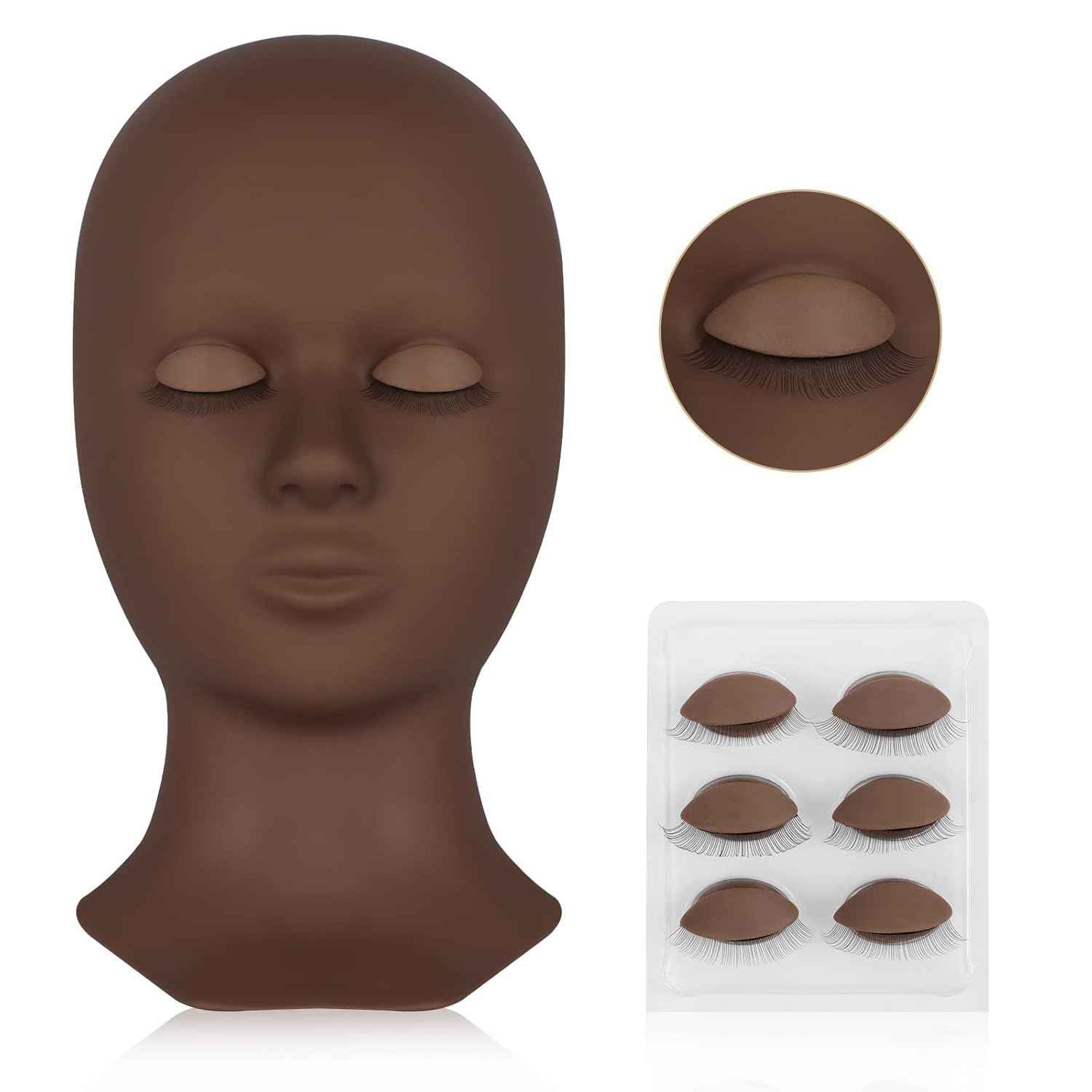 LASHVIEW Lash Mannequin Head with 4 Pairs Replaced Eyelids