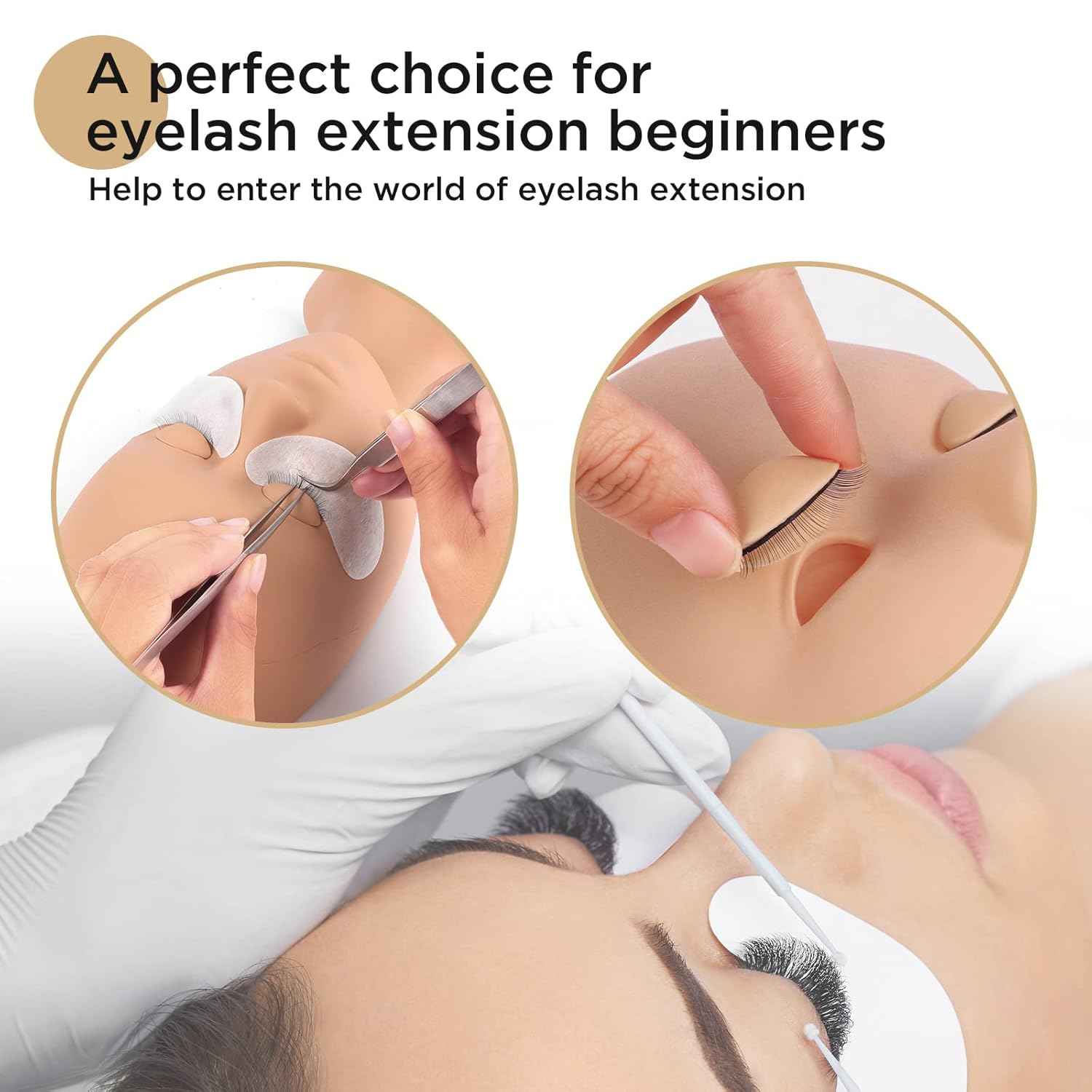 LASHVIEW Lash Mannequin Head with 4 Pairs Replaced Eyelids