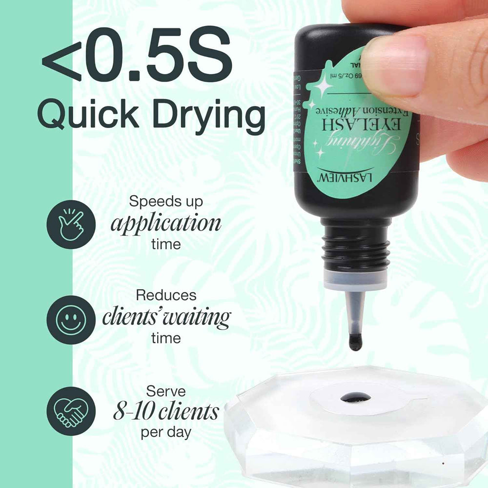 LASHVIEW Eyelash Extensions Glue 0.5s Drying Black Color - Lashview Beauty