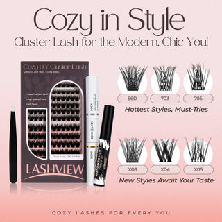 LASHVIEW 168pcs D Curl Reusable Individual Lashes DIY Cluster Eyelash Extensions Super Soft Thin Band to Use at Home