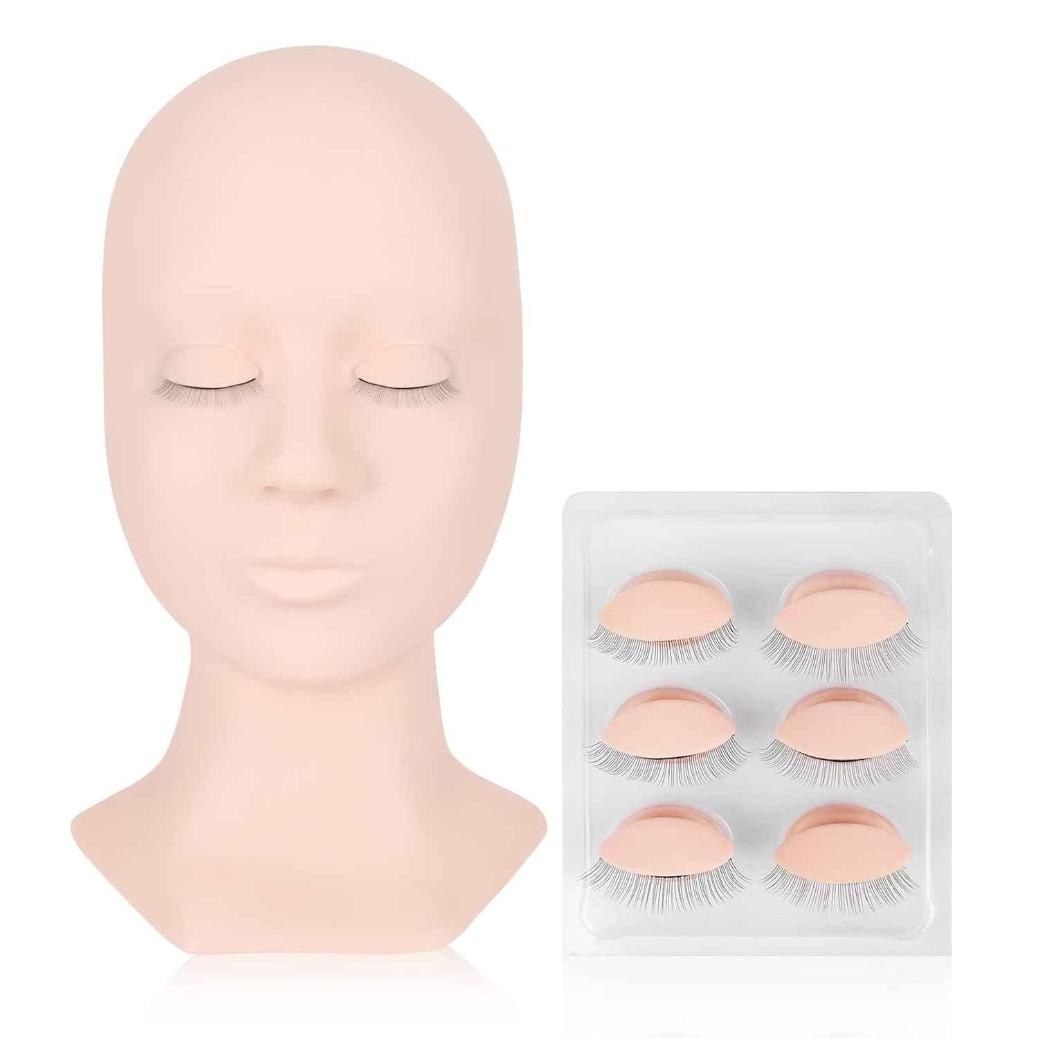 LASHVIEW Lash Mannequin Head with 4 Pairs Replaced Eyelids