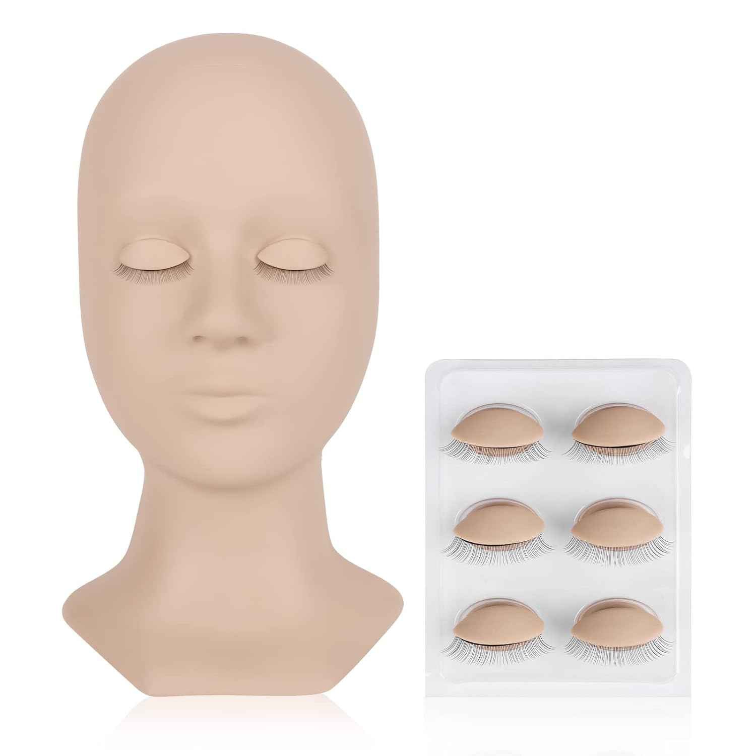 LASHVIEW Lash Mannequin Head with 4 Pairs Replaced Eyelids